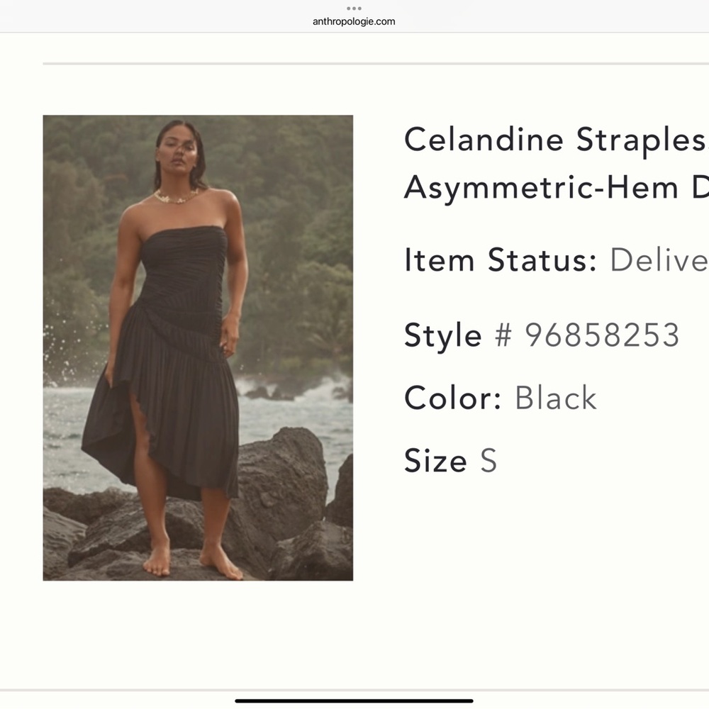 🌻🌻NEW Anthropologie Black Asymmetrical Strapless Dress- Small